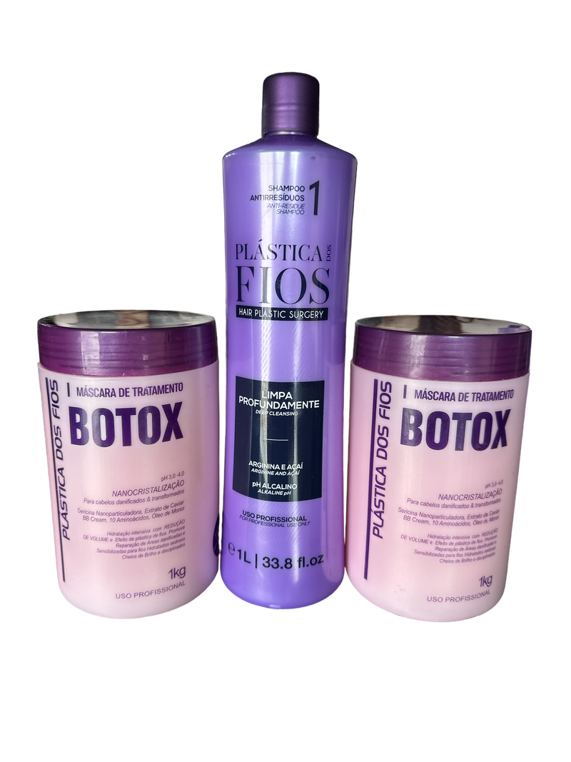 Plastica Dos Fios Kit For Damaged Hair Recovering  Btox Treatment  3pcs - Keratinbeauty