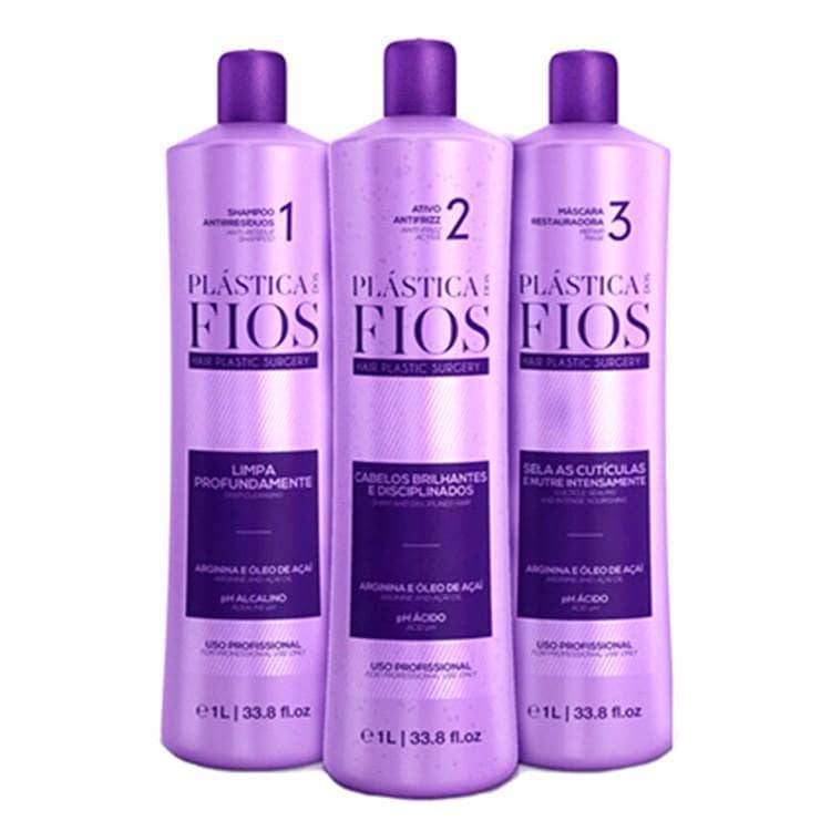 PLASTICA DOS FIOS BRAZILIAN KERATIN 3 STEPS TREATMENT KIT 1000ml (34oz) - Keratinbeauty