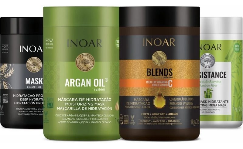 INOAR PROFESSIONAL HAIR TREATMENT MASKS FOUR UNITS BUNDLE - Keratinbeauty