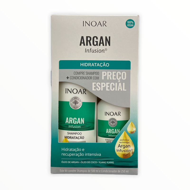 Inoar Argan Infusion Hydration Vegan Shampoo and Conditioner Kit - Keratinbeauty