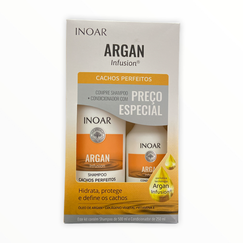 Inoar Argan Infusion Perfect Curls Vegan Shampoo and Conditioner Kit - Keratinbeauty