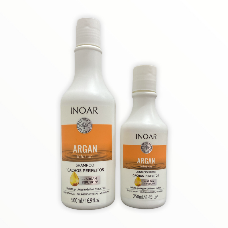 Inoar Argan Infusion Perfect Curls Vegan Shampoo and Conditioner Kit - Keratinbeauty