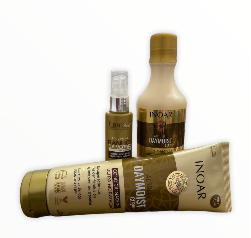 Inoar Daymoist Cocunut Oil Banho de Verniz Powerful Hair Hydrating Kit - Keratinbeauty