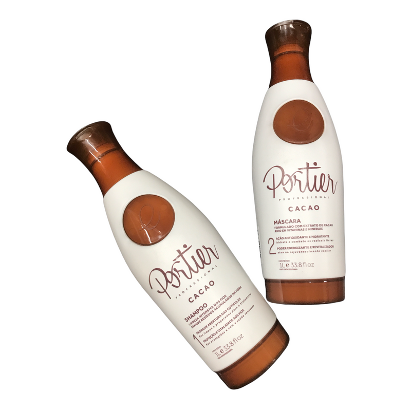 PORTIER CACAO TRATAMIENTO DE ALISADO PARA EL PELO KIT 1000ml/33,8fl/Oz. - Keratinbeauty